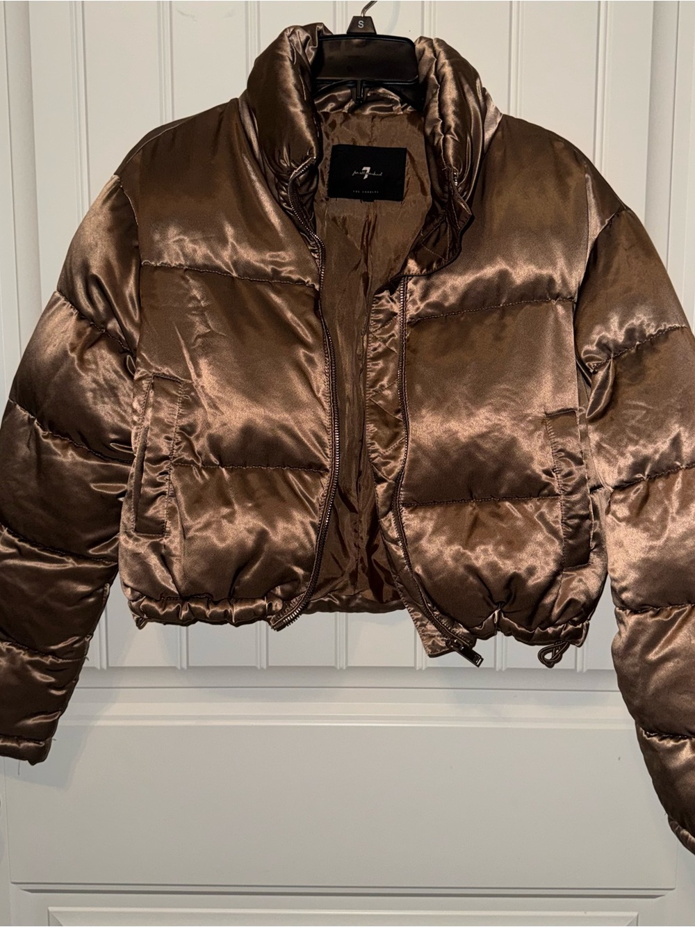 7 For All Mankind cropped metallic puffer jacket